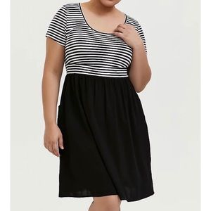 Torrid Black and White Stripe Skater Dress size 2
